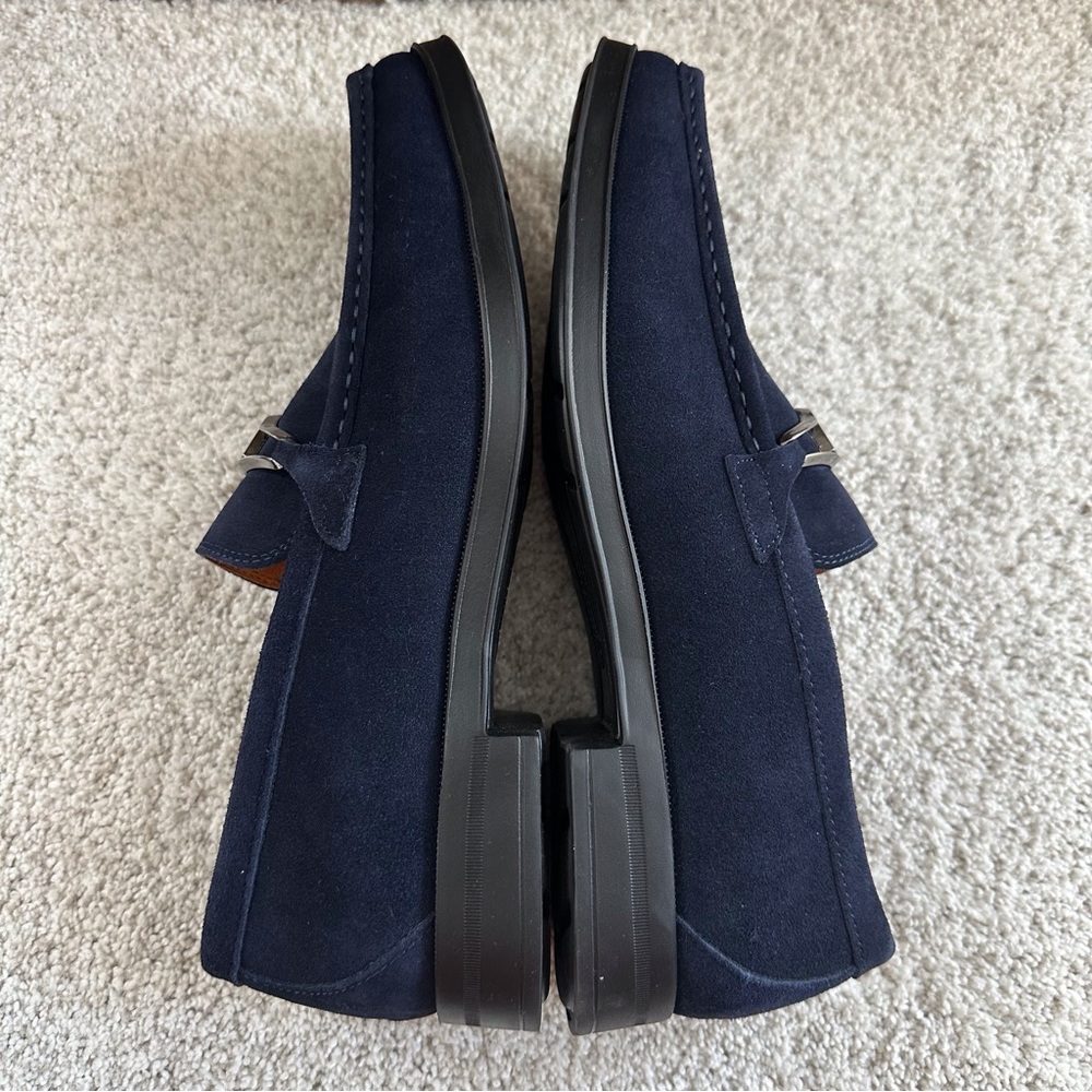 Stacy Adams Palladian Navy Blue Suede Leather Moc Toe Slip On Loafer - Picture 7 of 12